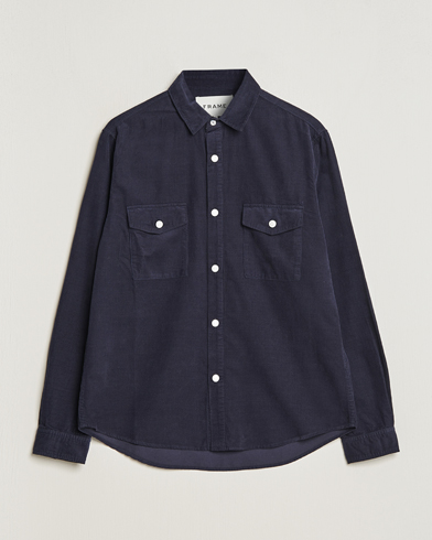 Herr | Manchesterskjortor | FRAME | Douple Pocket Micro Cord Shirt Midnight Blue