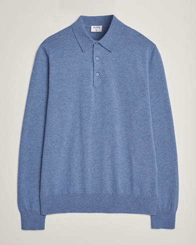 Herr | Stickade pikéer | Filippa K | Knitted Polo Shirt Paris Blue
