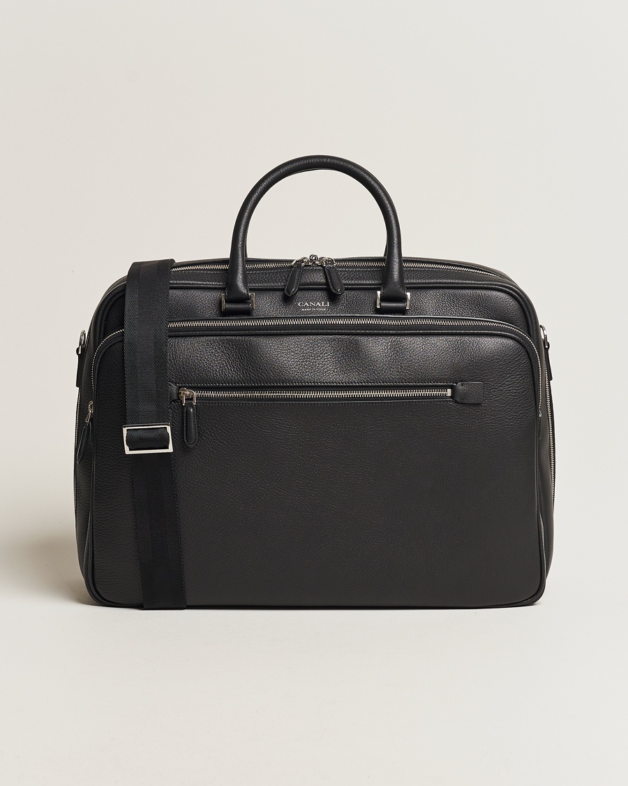 Herr | Weekendbags | Canali | Grain Leather Weekend Bag Black