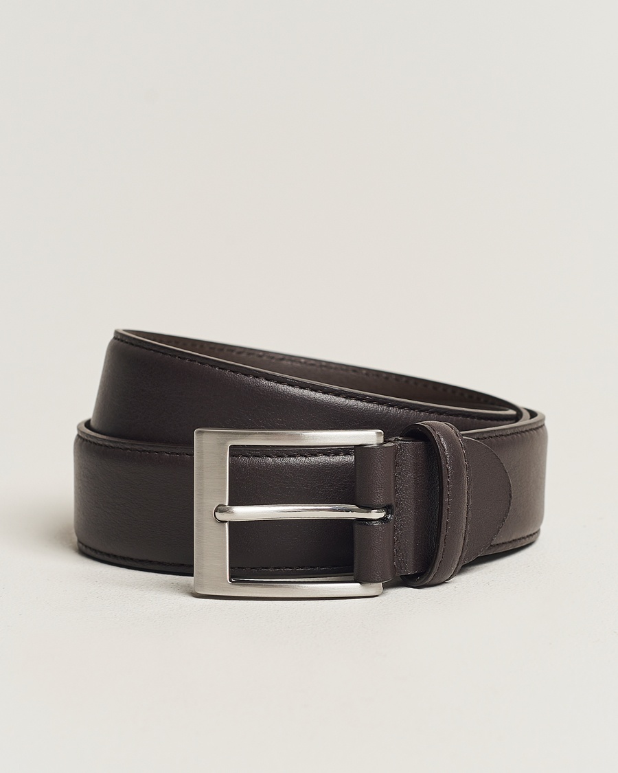 Canali Classic Leather Belt Dark Brown Calf – Brun