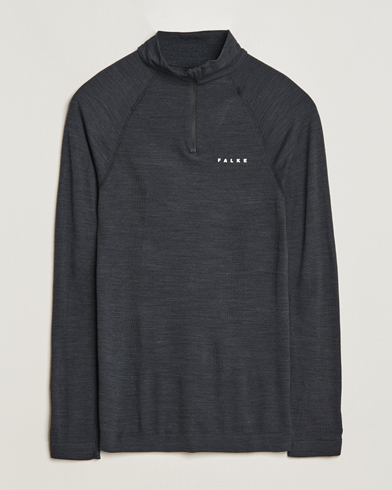 Herr | Active | Falke Sport | Falke Long Sleeve Wool Tech half Zip Shirt Black