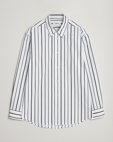 Herr | Personal Classics | NN07 | Quinsy Striped Cotton Shirt White/Blue