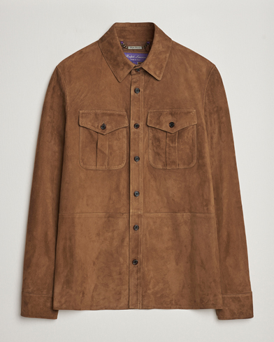 Herr | Skinnjackor | Ralph Lauren Purple Label | Suede Shirt Jacket Dark Brown
