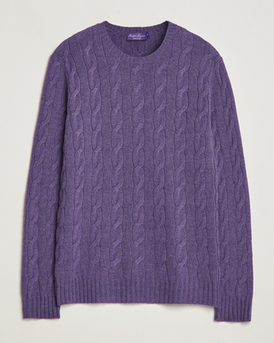 Herr | Kashmirtröjor | Ralph Lauren Purple Label | Cashmere Cable Sweater Purple Melange