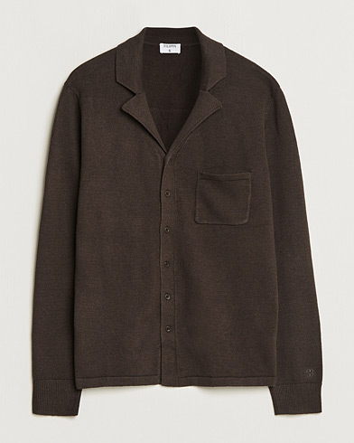 Herr | Tröjor | Filippa K | Cotton Linen Knitted Shirt Dark Oak