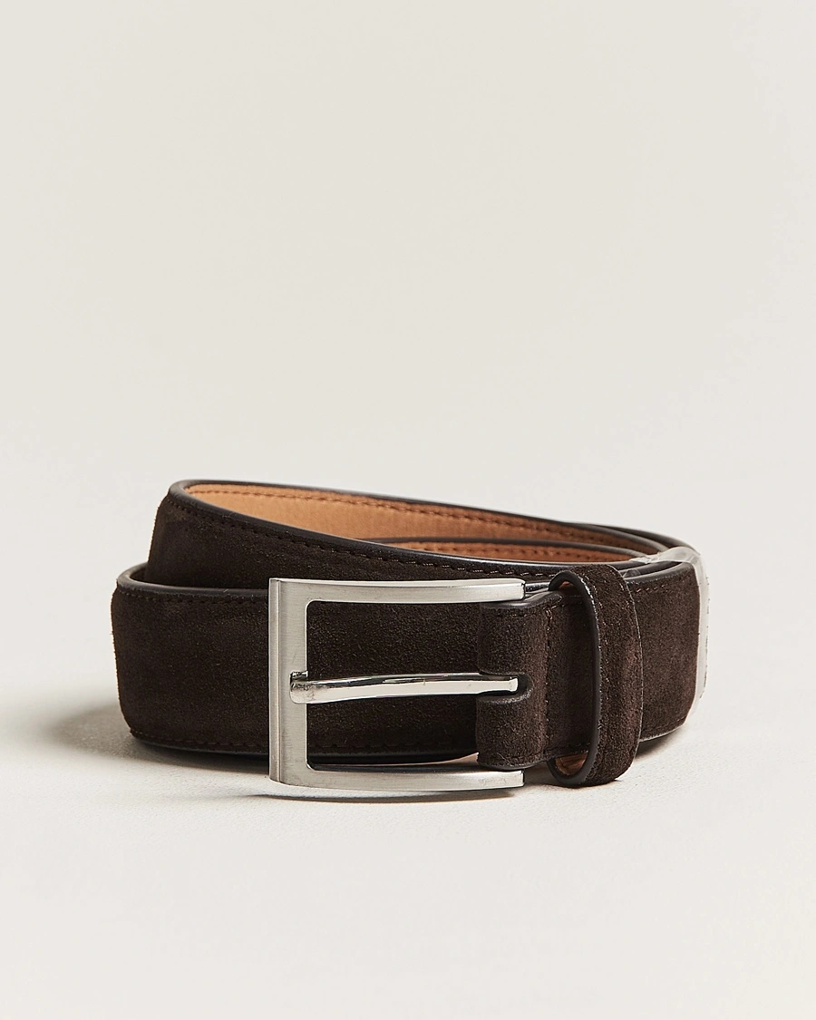 Loake Shoemakers William Suede Belt Dark Brown – Brun