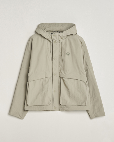 Herr |  | Fred Perry | Cropped Ripstop Hooded Jacket Warm Grey