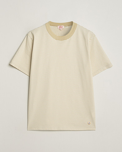 Herr |  | Armor-lux | Callac Héritage Stripe T-Shirt Pale Olive/Milk