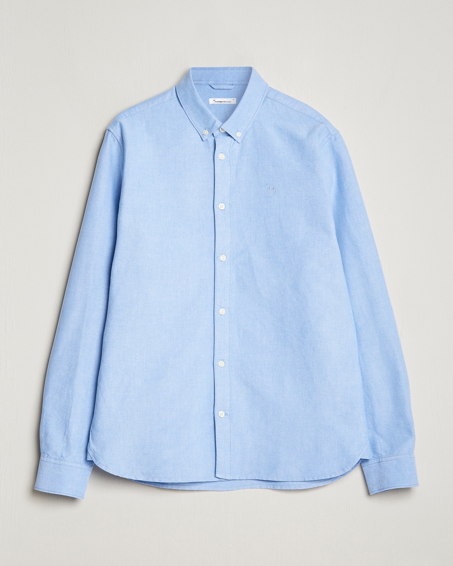 Herr | | KnowledgeCotton Apparel | Harald Small Owl Regular Oxford Shirt Lapis Blue