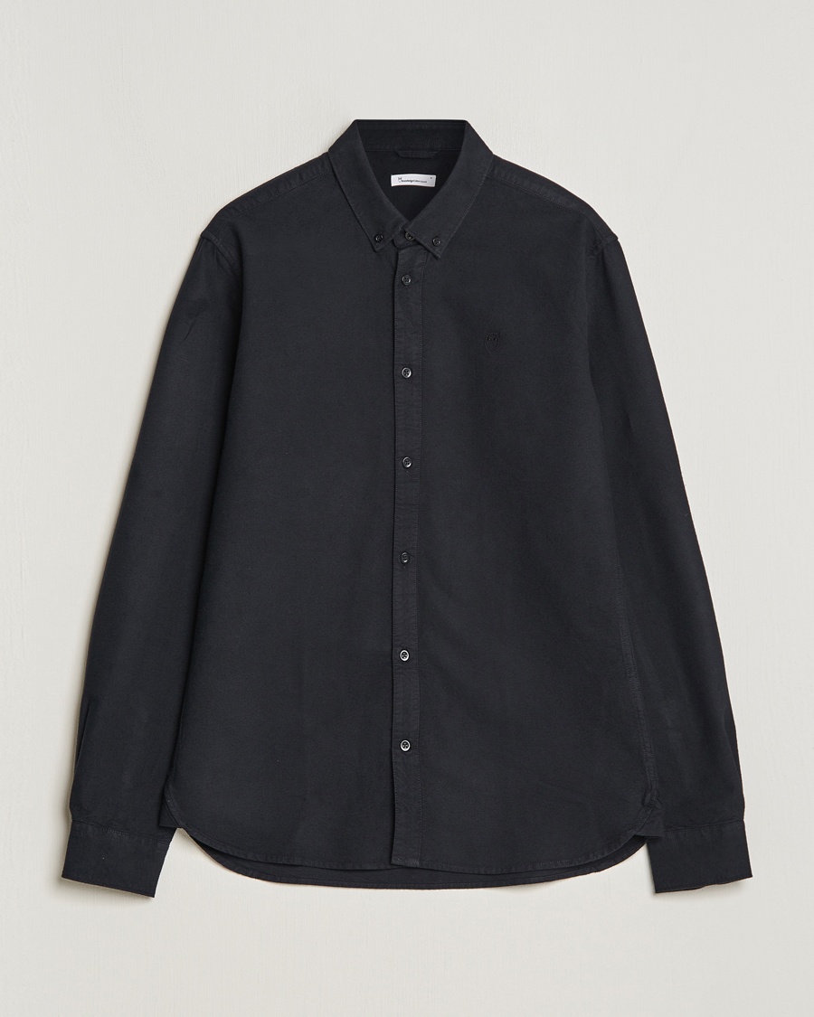 Herr | | KnowledgeCotton Apparel | Harald Small Owl Regular Oxford Shirt Jet Black