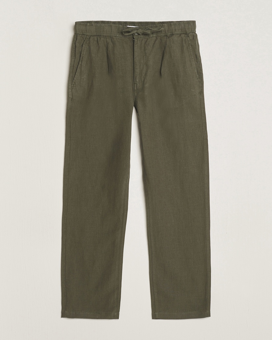 KnowledgeCotton Apparel Loose Linen Pants Burnt Olive – Grön
