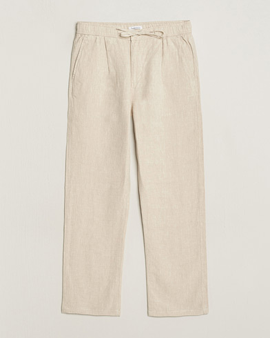 Herr | Byxor | KnowledgeCotton Apparel | Loose Linen Pants Light Feather Gray