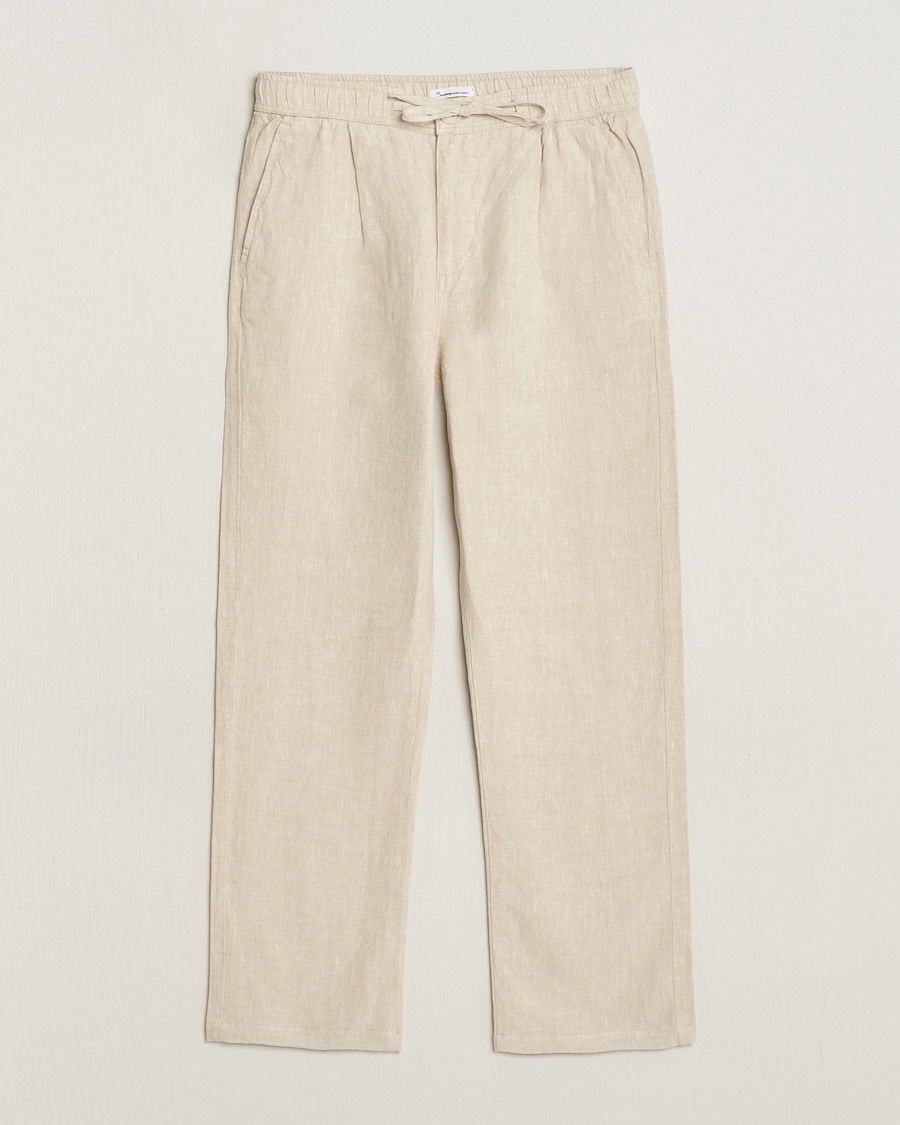 KnowledgeCotton Apparel Loose Linen Pants Light Feather Grey – Grå