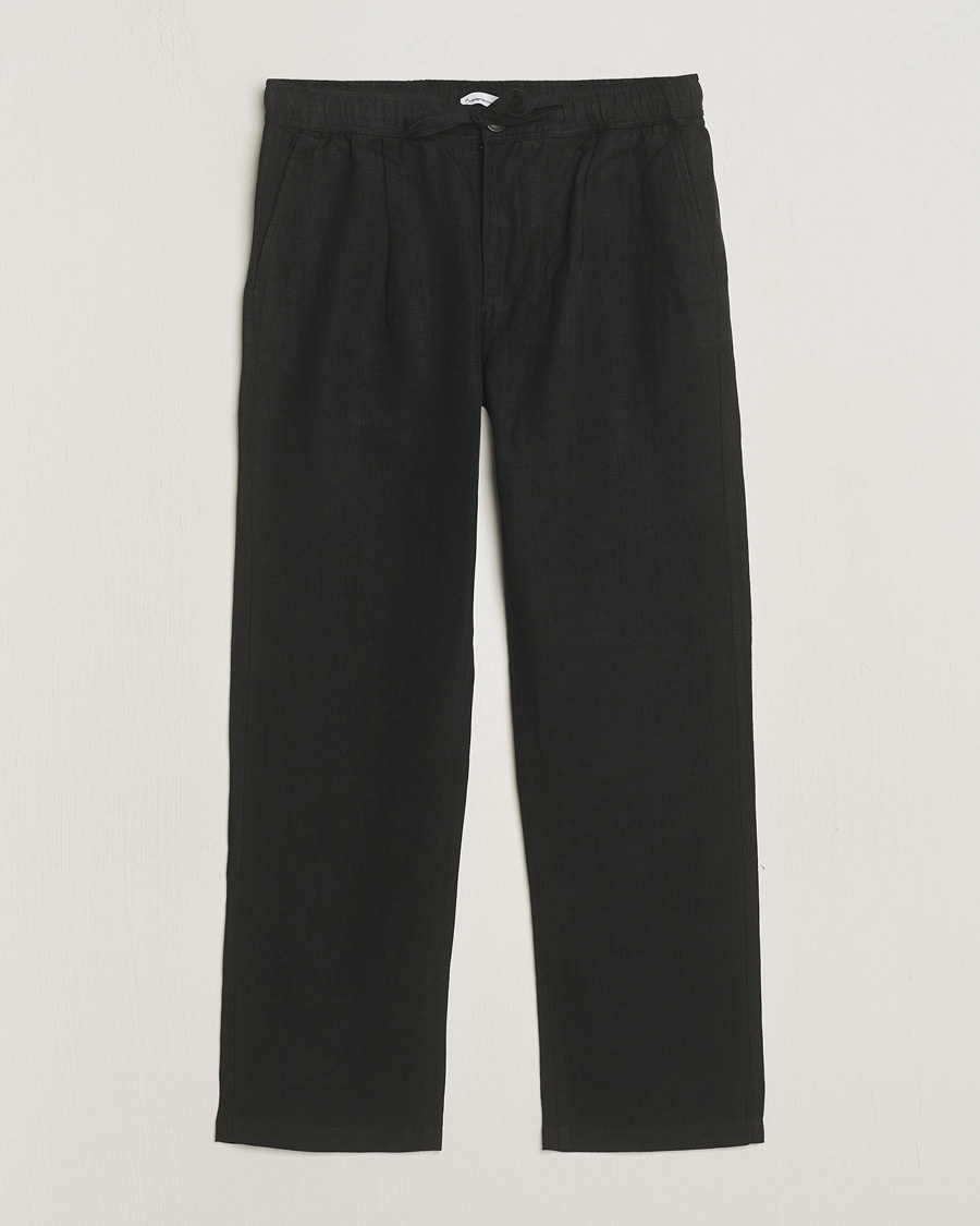 Herr | Linnebyxor | KnowledgeCotton Apparel | Loose Linen Pants Black