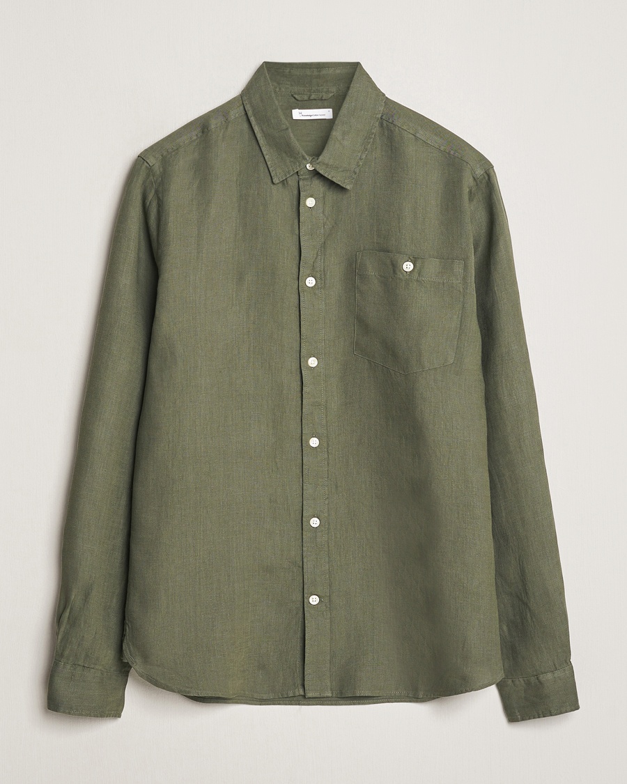  Regular Linen Shirt Burned Olive