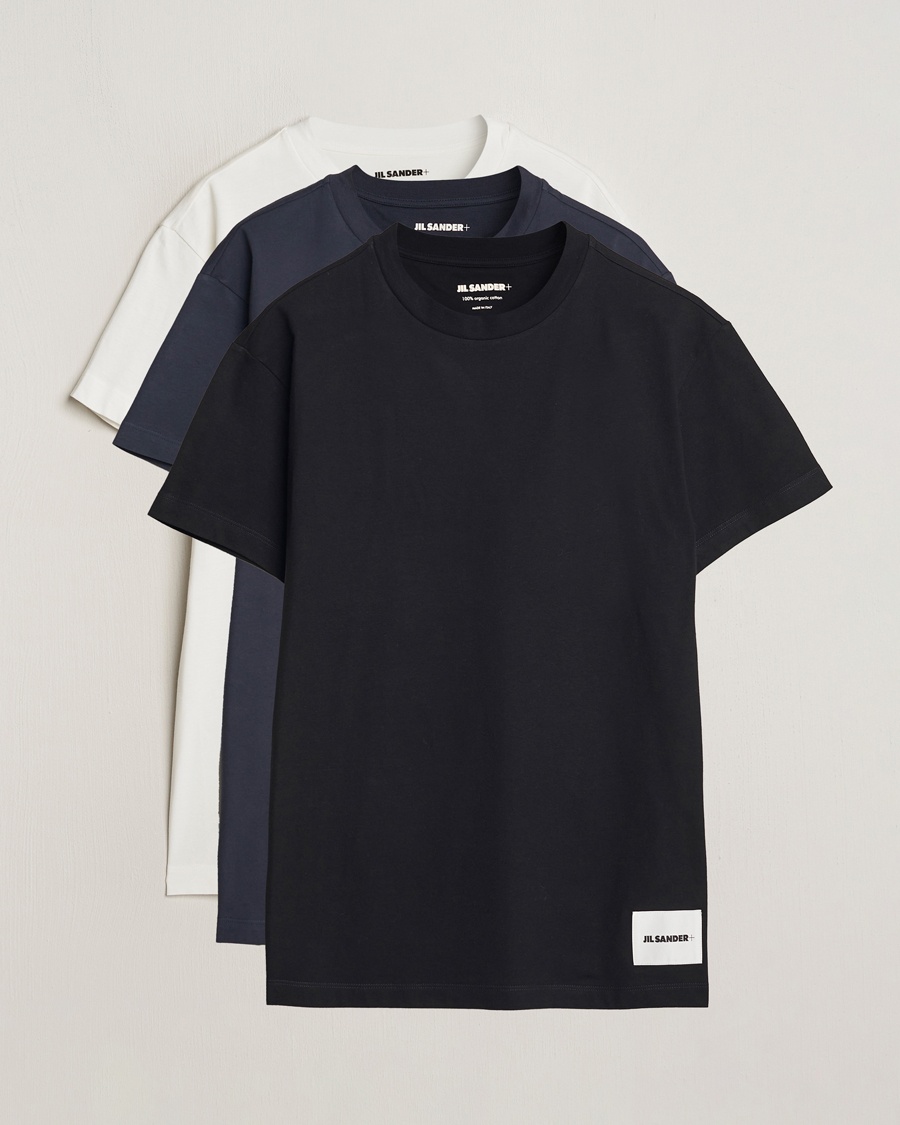 Herr | Svarta t-shirts | Jil Sander | 3-Pack Short Sleeve T-Shirts White/Navy/Black