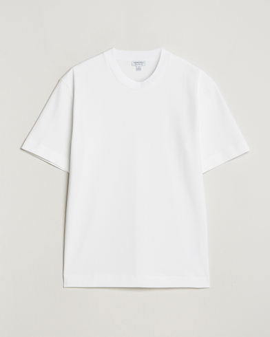 Herr | Kortärmade t-shirts | Sunspel | Heavyweight Mock Neck T-Shirt White