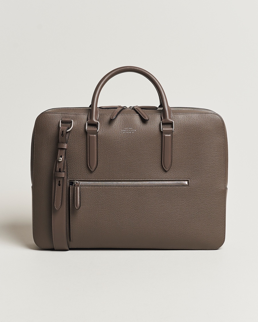 Herr | Portföljer | Smythson | Ludlow Large Briefcase with Zip Front Dark Taupe