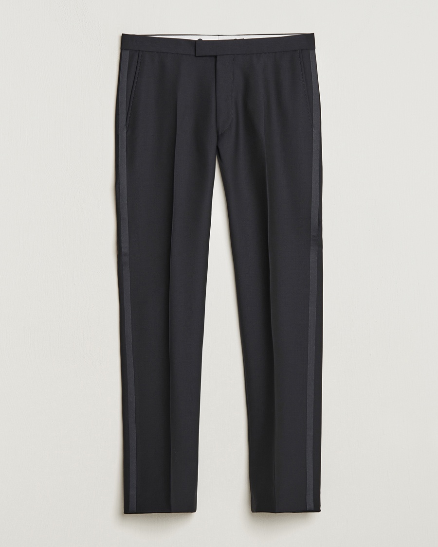 Herr | Fira stilfullt på nyår | Oscar Jacobson | Denz Straight Wool Tuxedo Trousers Black