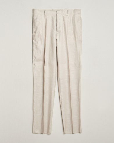 Herr | Linnebyxor | Lardini | Atos Pleated Linen Trousers Beige