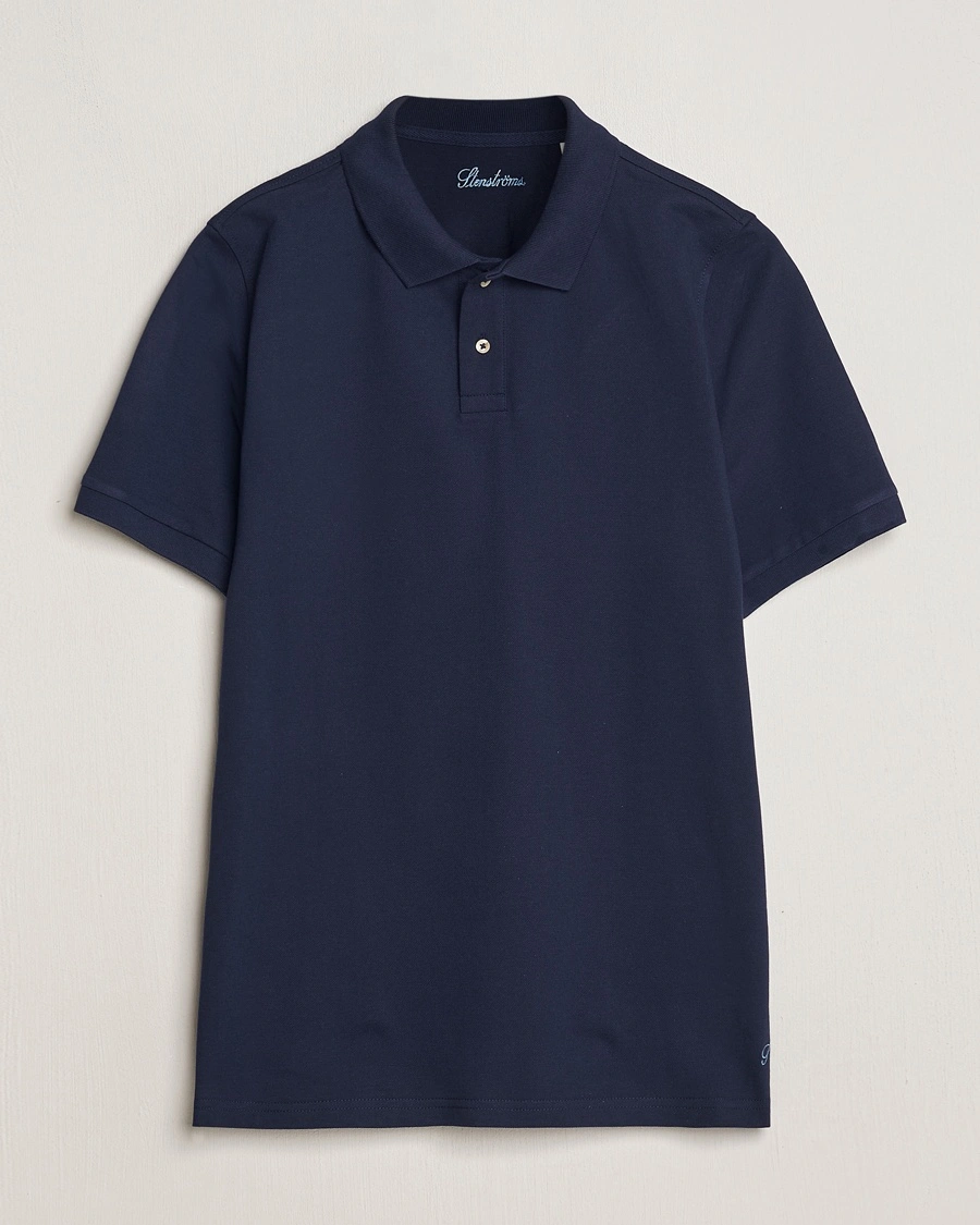 Stenströms Organic Cotton Piquet Polo Shirt Navy – Blå