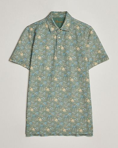 Herr | Kortärmade pikéer | Stenströms | Cotton Pique Paisley Printed Polo Shirt Green
