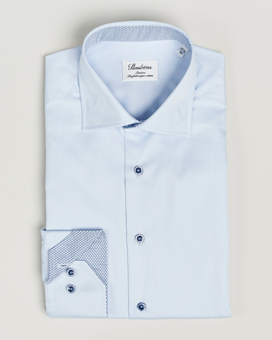 Herr | Mörk kostym | Stenströms | Slimline Cut Away Print Contrast Shirt Light Blue
