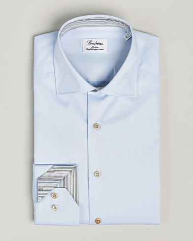  Slimline Multi Stripe Contrast Cut Away Shirt Light Blue
