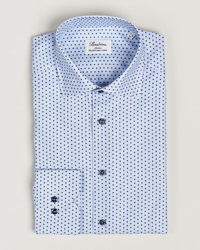 Herr | Businesskjortor | Stenströms | Slimline Cut Away Small Flower Print Shirt Blue