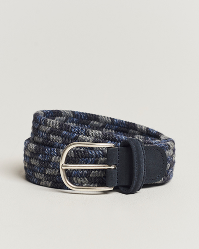 Herr | Bälten | Anderson's | Braided Wool Belt Navy Multi