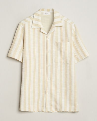 Herr | NN07 | NN07 | Julio Striped Short Sleeve Shirt Khaki/White
