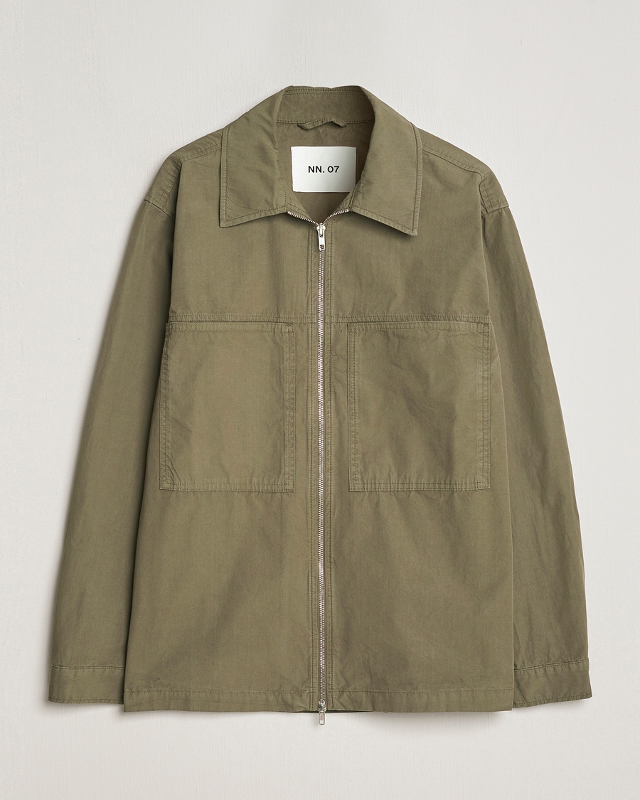 Herr | | NN07 | Isak Full Zip Shirt Jacket Capers Green