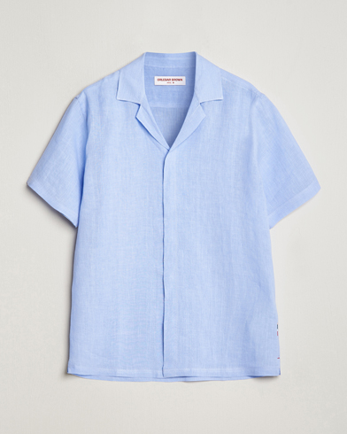 Herr | Orlebar Brown | Orlebar Brown | Maitan Short Sleeve Linen Shirt Soft Blue