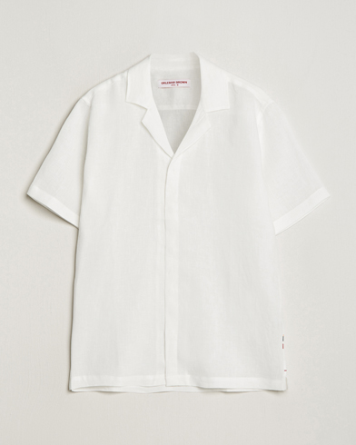 Herr | Orlebar Brown | Orlebar Brown | Maitan Short Sleeve Linen Shirt White