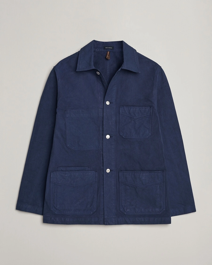 Drake's Duck Cotton Canvas Chore Jacket Navy – Blå