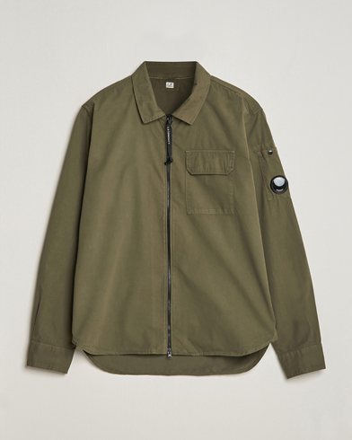 Herr | Skjortor | C.P. Company | Garment Dyed Gabardine Zip Shirt Jacket Army