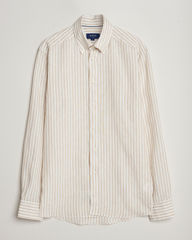 Herr | Linneskjortor | Eton | Slim Fit Striped Linen Shirt Beige/White
