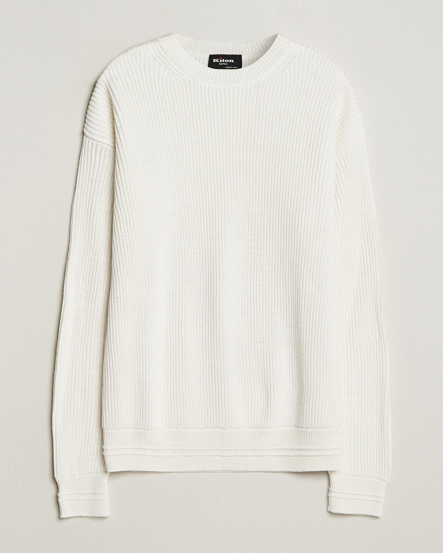 Herr | Tröjor | Kiton | Cotton/Silk Rib Pullover Off White