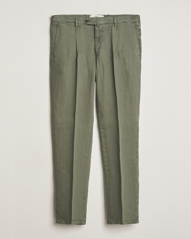  Pleated Linen Trousers Olive