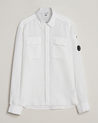 Herr | Linneskjortor | C.P. Company | Long Sleeve Linen Shirt White