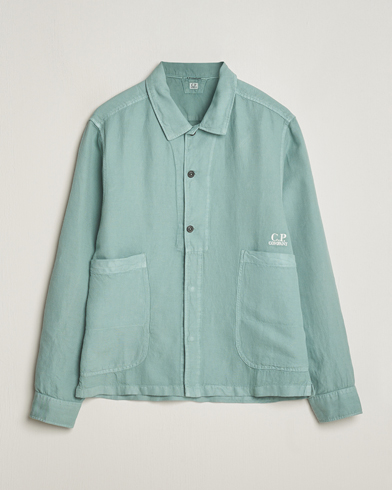 Herr | Overshirts | C.P. Company | Broken Linen/Cotton Overshirt Light Green