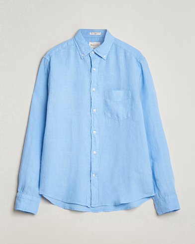  Regular Fit Garment Dyed Linen Shirt Capri Blue