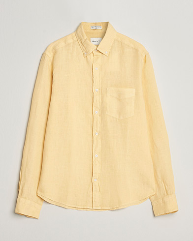  Regular Fit Garment Dyed Linen Shirt Dusty Yellow