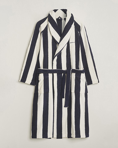 Herr | Morgonrockar | GANT | Striped Robe Evening Blue/White