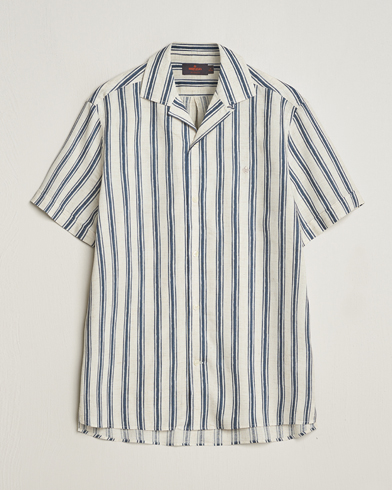 Herr | Skjortor | Morris | Printed Short Sleeve Shirt Navy/Beige