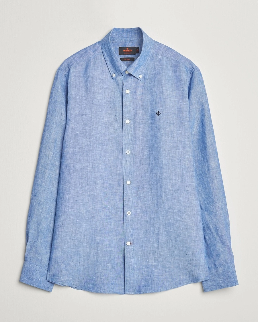 Herr | | Morris | Douglas Linen Button Down Shirt Blue
