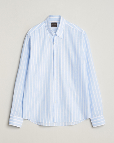  Regular Fit Striped Linen Shirt Light Blue