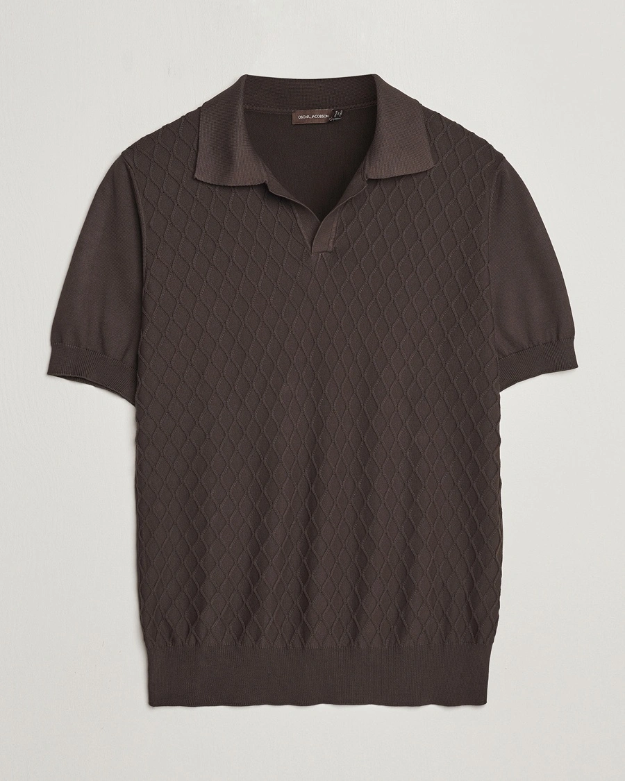 Herr | Pikéer | Oscar Jacobson | Mirza Structured Cotton Polo Brown