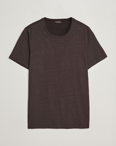 Herr |  | Oscar Jacobson | Kyran Linen T-Shirt Brown