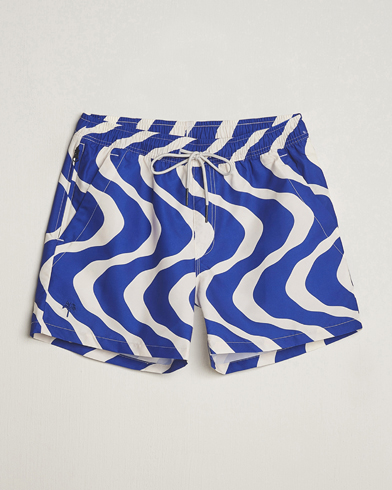 Herr | Snörade Badbyxor | OAS | Printed Swimshorts Blue Rippling